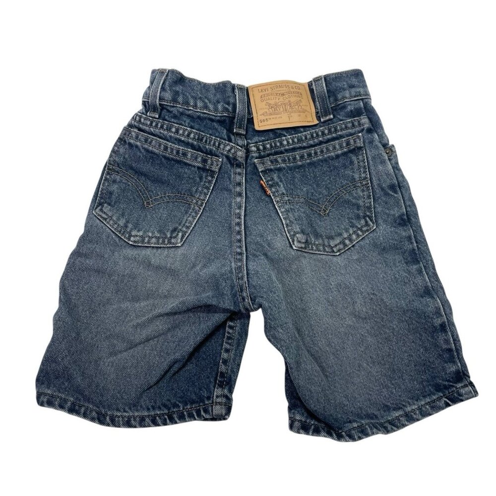 Vintage Little Levis 565 Jean Shorts Dark Blue Denim USA 90s Kids Size 7